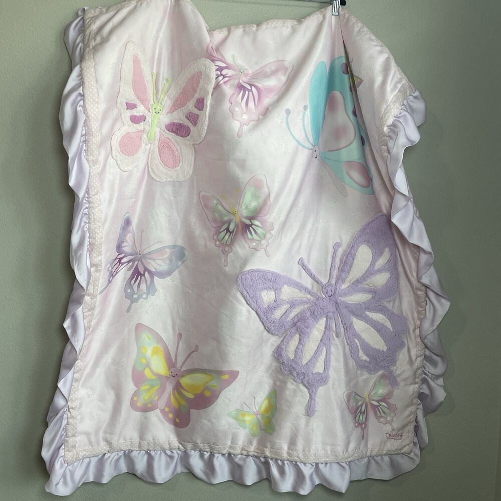 Truly Scrumptious Babies R Us Baby Quilt Comforter Blanket Butterfly Satin Trim